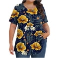 thumbnail image 2 of Liquidation Horkkom T-Shirts à Manches Courtes pour Femmes Grande Taille Décontracté Tunique à Imprimé Floral Hauts d'Été Plissés Blouses à Col Rond 4TG, 2 of 6