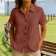 thumbnail image 4 of Tops Sueltos Casuales para Mujeres Moda No Posicionamiento Impreso 3/4 Manga V-Cuello Blusa con Poliéster Suave, Cómodo Top para el Uso Diario en Casa O Trabajo, 4 of 7