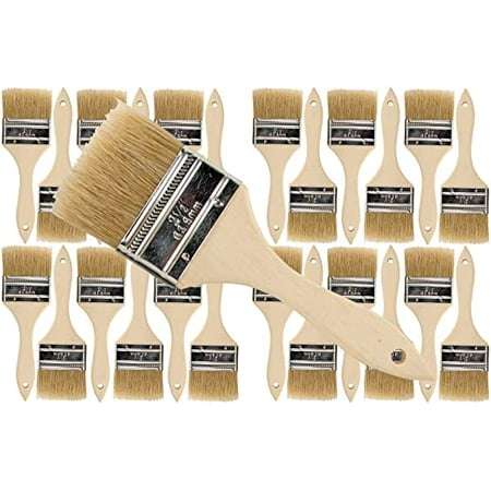 Pro Grade - Chip Brush – 2.5 Inch Professional Paint Brushes – 24 Pack - Natural China Bristle Paintbrush Set...