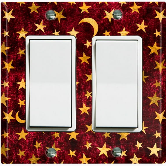 Metal Light Switch Plate Cover Elegant Starry Night Maroon Tile FRA025