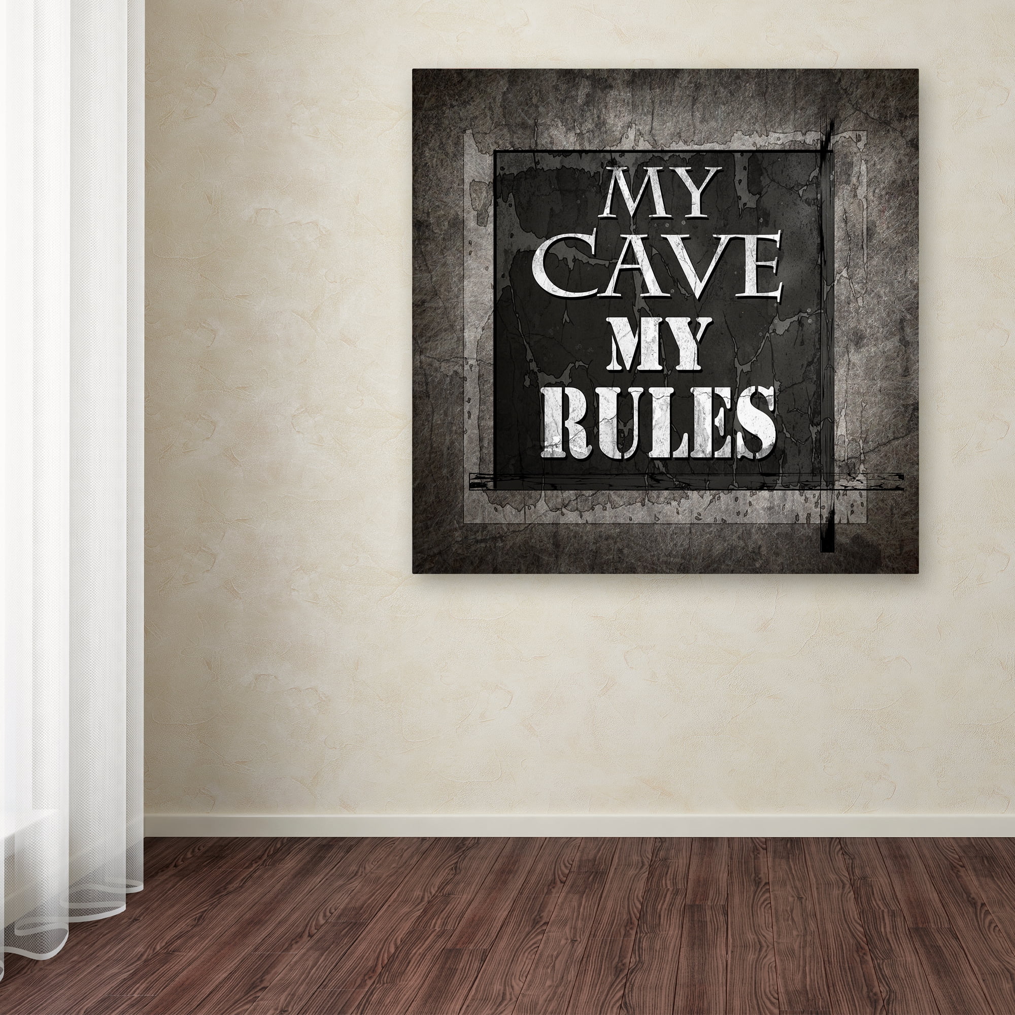 Trademark Fine Art 'Welcome To Man Cave My Rules' Canvas Art by LightBoxJournal