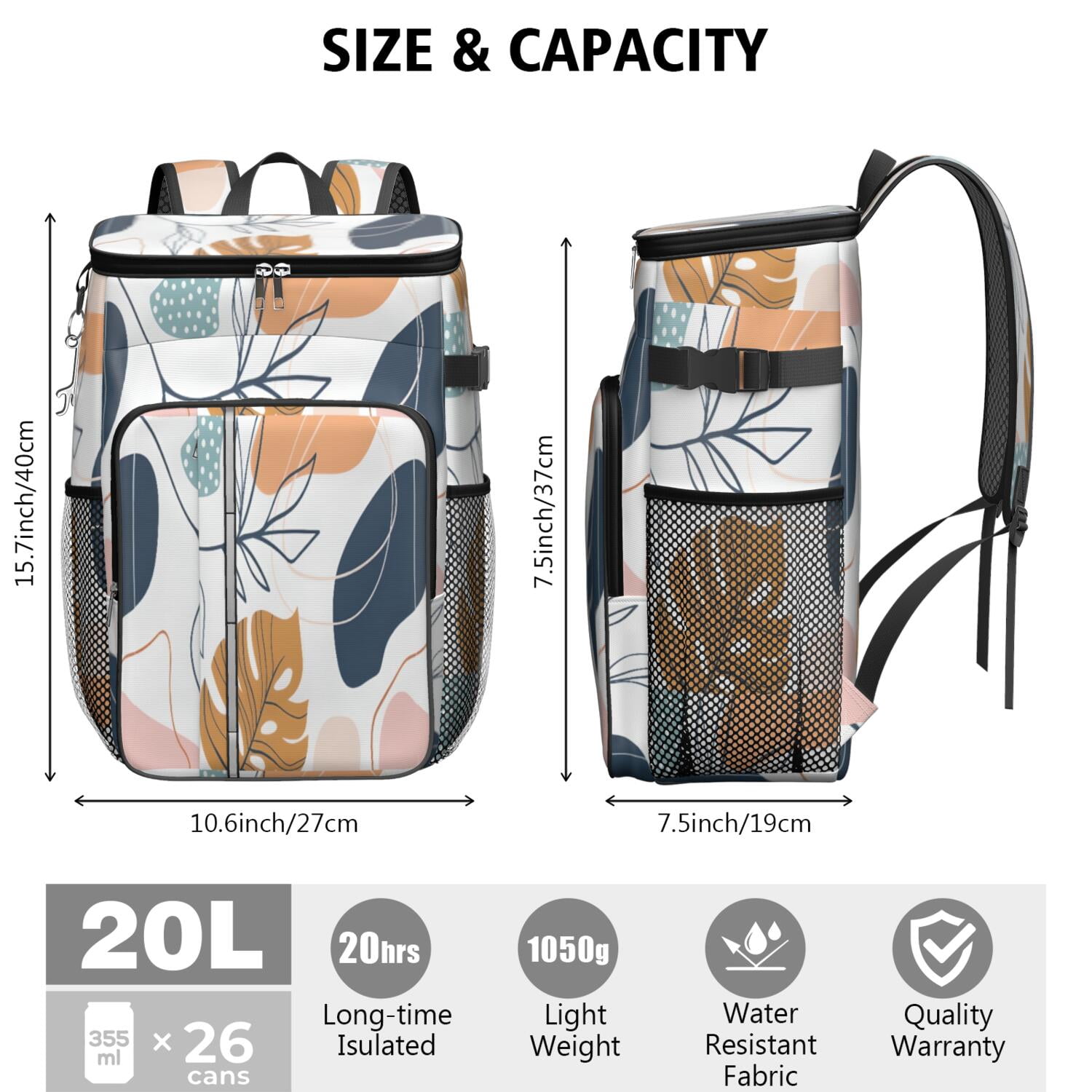 Travel Cooler Bag - Boho Bohemian Art Camping Beer Cooler Backpack with Bottle Opener- Waterproof Insulated Picnic Backpacks - Cooler Bag for Beach