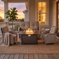 thumbnail image 2 of Patiobula Patio Furniture Set with Propane Fire Pit Table, 5 Pieces Outdoor Sectional Couch, Gray Wicker Rattan Conversation Loveseat Glider with Swivel Chair for Garden Backyard Deck, Gray, 2 of 15