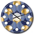 thumbnail image 1 of Designart 'Retro Luxury Waves In Gold And Blue Viii Mid-Century Modern Wall Clock, 1 of 4