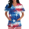 thumbnail image 3 of JULMCOMO Independence Day Womens Scrubs_Tops,Womens Short Sleeve V-Neck Medical Scrubs American Flag Stars Stripes Breathable Nurse Working Uniform Blouses Mint Green, 3 of 4