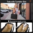 thumbnail image 3 of SUOSDEY Corduroy Tote Bag with Laptop Compartment&Cup Holder,Multipocket Work Tote for College,Teacher,Travel Crossbody Handbag, 3 of 7