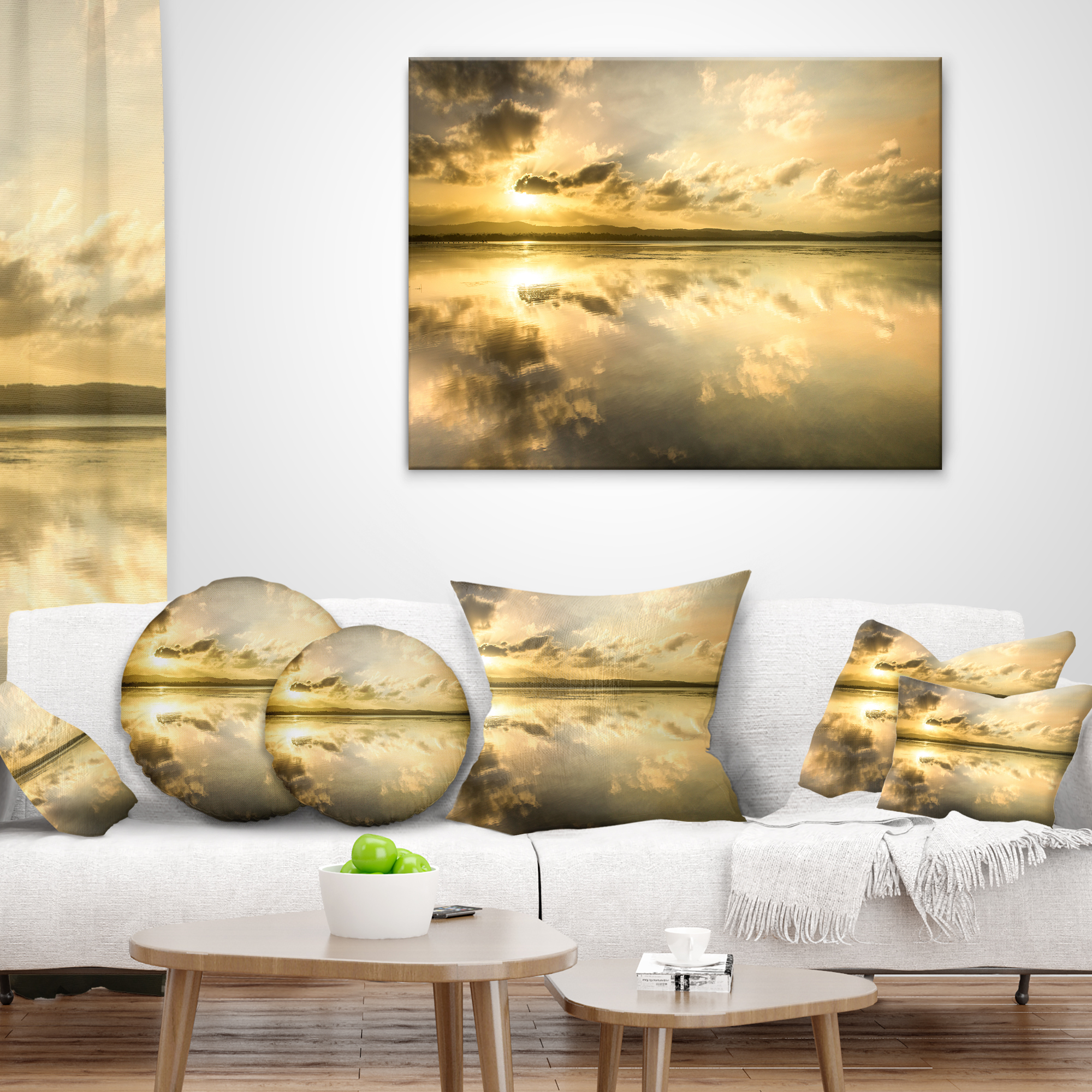 Designart Amazing Foreshore Reserve Reflection - Seashore Throw Pillow - 16x16