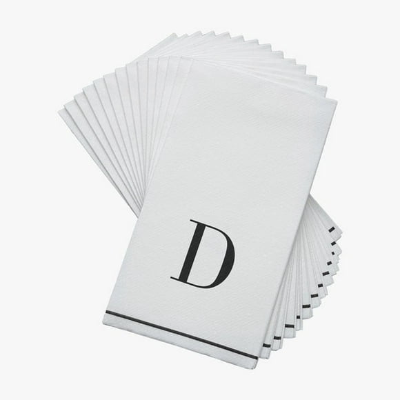 D - Bodoni Script Single Initial Paper Guest Towel Napkins