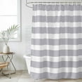 thumbnail image 6 of Polyester Fabric Grey Stripe Shower Curtain, Modern Simple Geometric White Striped Waterproof Bathtub Curtain Bathroom Decor Set with Hooks 72 x 78 Inches, 6 of 6