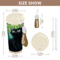 thumbnail image 2 of 500ml Stainless Steel Coffee Mug with Portable Beige Strap Vacuum Insulated Ceramic Coated Coffee Tumbler Black Cat and Irises, 2 of 8