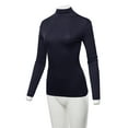 thumbnail image 5 of A2Y Women's Fitted Solid Long Sleeve Mock Neck Rayon Top Shirt True Navy M, 5 of 6
