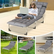 Jacgood 500lbs Portable Folding Camping Cot Bed with Pillow and Mat, Widen Design
