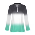 thumbnail image 5 of WTOBBY Women's Ombre Print Polo Shirt - Long Sleeve Casual V-Neck Zipper Detail Tops for Women, Spring Fall Fashion Comfort Stretch Gradient Design,Mint Green S, 5 of 7