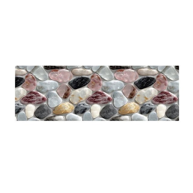 Corridor Entrance Stone Patterned Washable Carpet 3D Pebble Design Non- Floor Mat for Bedroom Kitchen and Bathroom