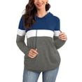 thumbnail image 3 of Anbech Color Contrast Womens Hoodie Tops Stitching Causal Sweatshirt Long Sleeve Drawstring Hooded, 3 of 9