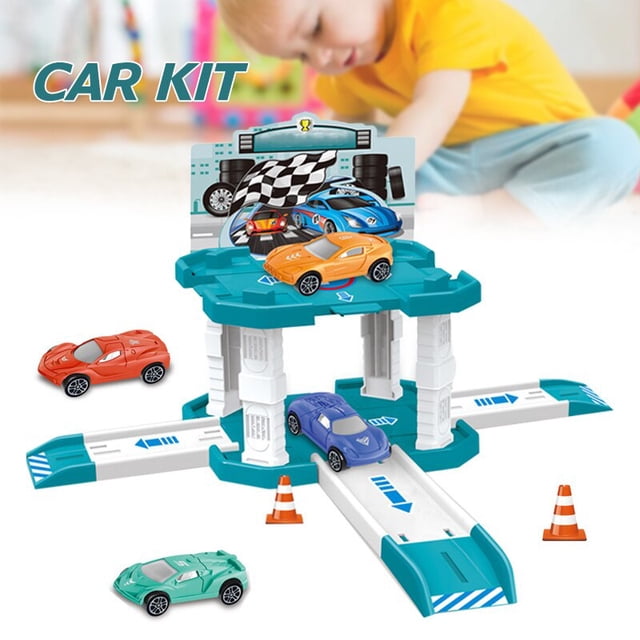 Toy Set Portable Parking Lot Rail Car Model Assembled Kit For Children Kid Children Kids Cars Toy Set AN88 heqiyong LED