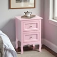 thumbnail image 3 of Tcbosik Country Style 2-Drawer Nightstand, Modern Bedside Table with Smooth Painted Finish, Compact Storage for Bedroom & Living Room, Pink, 3 of 7