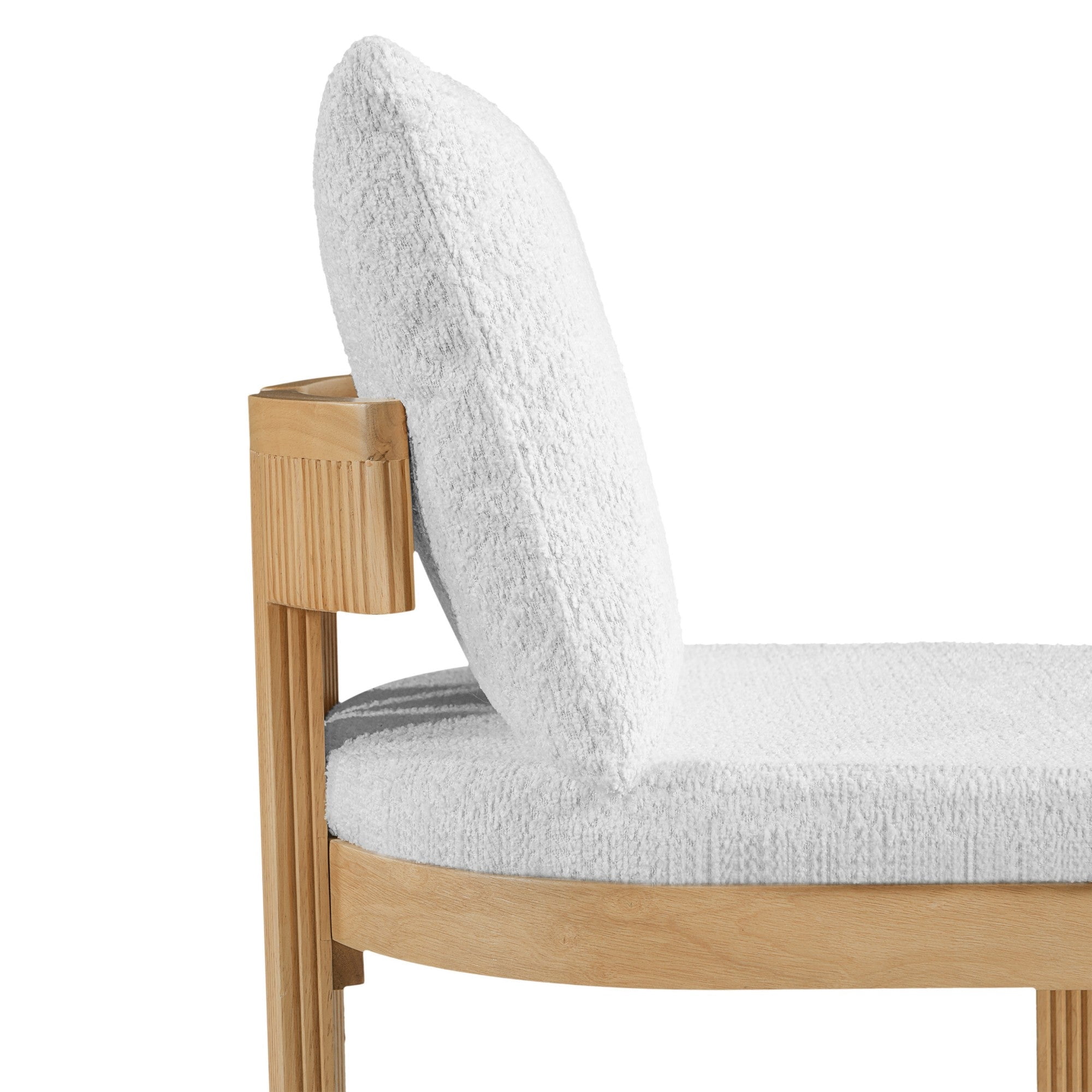 Sailvan Boucle Dining Set of 2 Chairs with Rubber Wood Frame,Upholstered Mid-Century Modern Kitchen Chairs for Small Spaces Beige
