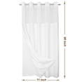 thumbnail image 5 of Barossa Design No Hook Slub Textured Shower Curtain with Snap-in PEVA Liner, Mesh Top Window - White, 71" x 98"(96"), 5 of 6