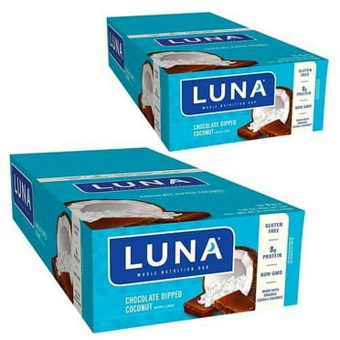 Luna Bar - Gluten Free Snack Bars - Chocolate Dipped Coconut Flavor -8G Of Protein - Non-Gmo - Plant-Based Wholesome Snacking - On The Go Snacks (1.69 Ounce Snack Bars, 30 Count) - Pack of 2
