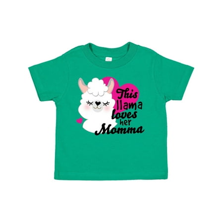 

Inktastic Valentines Day This Llama Loves Her Momma Gift Toddler Toddler Girl T-Shirt
