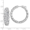 thumbnail image 2 of 925 Sterling Silver Rhodium Plated 4.75mm Cubic Zirconia In and Out Hinged Hoop Earrings 30.1x30.1mm Wide 3.5mm Thick Ho, 2 of 2