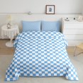 thumbnail image 1 of Erosebridal Checkered Gingham Bedding Queen Comforter Set, Blue Buffalo Down Comforter, Rectangle Geometry Decor, 3-Piece, 1 of 8