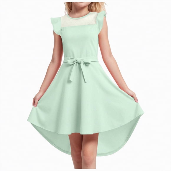 gdxvjhbj Dresses for Toddler Girls Girls Sequin Party Formal Dress Wedding Guest Sparkle Fancy Birthday Tulle High Low Prom Dresses 5T 6T (Light Green,5-6 Years)