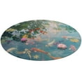 thumbnail image 4 of Lucky Koi Fish Lotus Leaf Washable Round Rug -Circle Area Rugs for Nursery Bedroom, Vintage Non Slip Non Shedding Low Pile Carpet for Living Room Coffee Table Entryway, 4 of 6