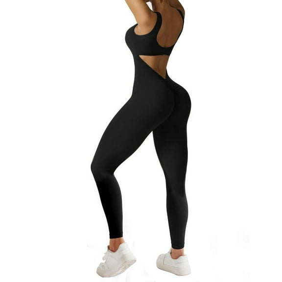 One-piece yoga suit tight sleeveless high spring fitness set women hollow beauty back exercise fitness