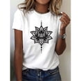 thumbnail image 1 of Camiseta de manga corta con estampado de pétalos de loto, una camiseta floral moderna para mujer en primavera y verano, tu mejor opción, 1 of 6