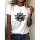 thumbnail image 1 of Camiseta de manga corta con estampado de pétalos de loto, una camiseta floral moderna para mujer en primavera y verano, tu mejor opción, 1 of 6