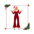 thumbnail image 2 of Diconna Costumes de Noël pour Femmes Mignons Combinaison à Manches Longues Évasée et Ensemble Chapeau du Père Noël pour Cosplay Tenues de Fête de Jeu de Rôle, 2 of 5