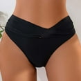thumbnail image 2 of Hduncf Women's Twist Bikini Bottom Moderate High Cut Swimsuit Bottom Cross V Cut Ruched Ruffles Bathing Suit Bottoms Black S, 2 of 9