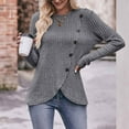 thumbnail image 7 of BLTIBY Long Sleeve Shirts for Women Knit Round Neck Button Dressy Solid Color Sweater Blouse Autumn Lightweight Casual Tunic Tops Gray M, 7 of 7