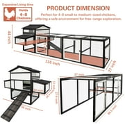 PETSCOSSET Large Wooden Chicken Coop with Run for 4-8 Chickens, Weatherproof Hen House with 2 Nesting Boxes, UV-Proof Roof & 4 Roosting Bars, Extendable Design for Extra Space, Black