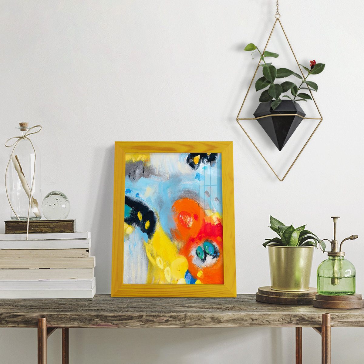 In the Loop II -Framed Print w/glass-Sunflower Yellow