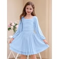 thumbnail image 2 of Lanbubble Girls Dresses Puff Long Sleeve Square Neck Homecoming Dress Teen Cute A-Line Blue Dress For Teens 8-14 Years, 2 of 6