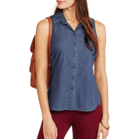 Faded Glory Women's Classic Americana Sleeveless Button-Front Top ...