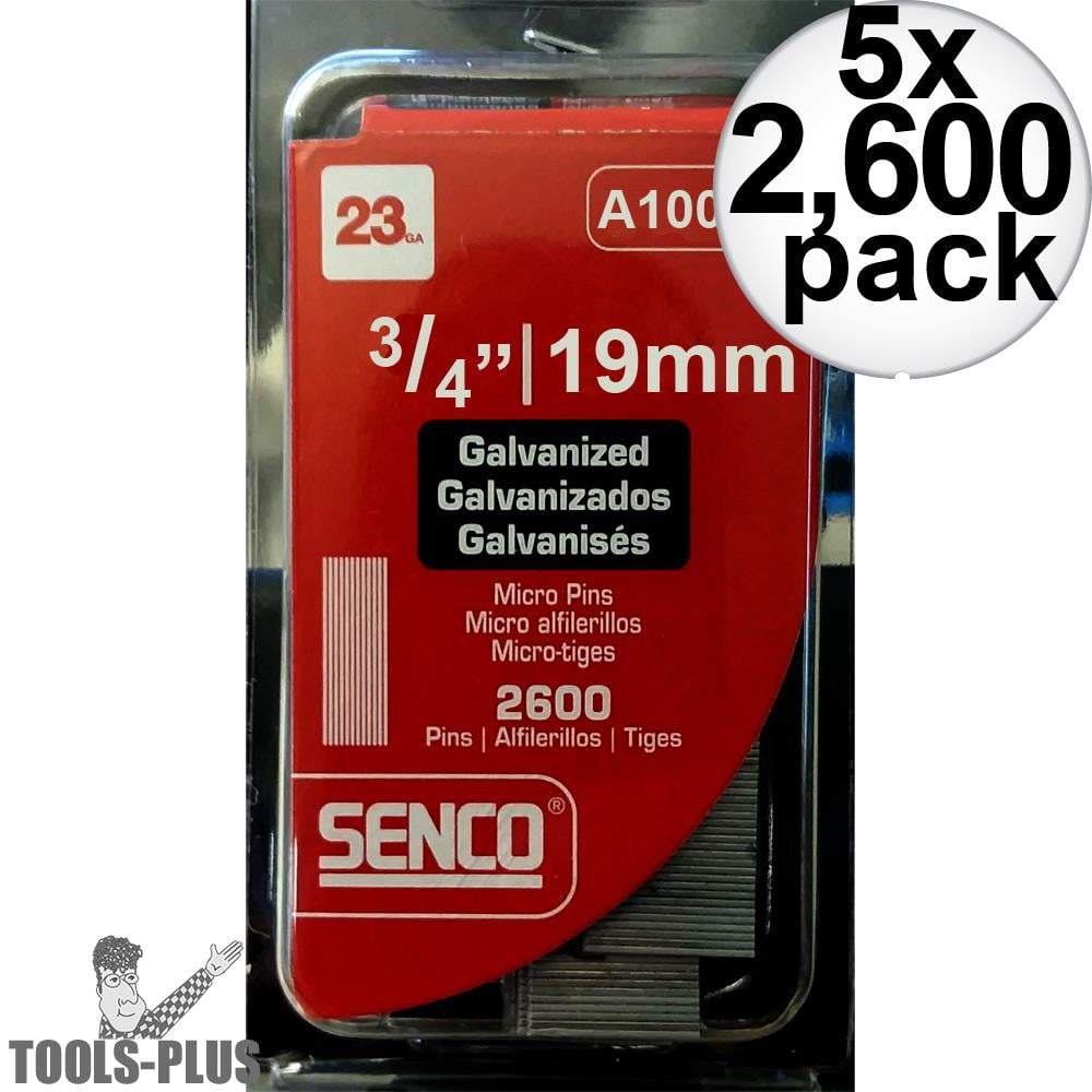 Senco A100759 2,600pk 3/4" 23 Gauge Galvanized Micro Pin Nails 5Pack
