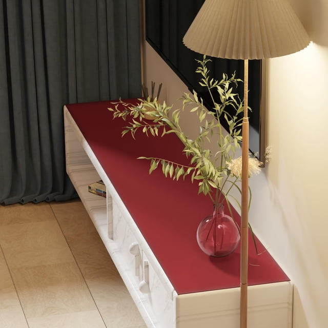 Alfombrilla de escritorio de piel Zinkooat de 1,8 mm de grosor, 30 x 107 cm, color negro y rojo vino