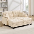 thumbnail image 3 of Harper & Bright Designs Chenille Loveseat Sofa with 2 Ottomans, Cloud Couch Chaise Lounge, 2 Seater Tufted Sectional Sofa with Deep Seat and 4 Pillows for Living Room, Beige, 3 of 12