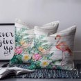 thumbnail image 2 of 18x18 Pillow Covers Set of 2, Pink Flamingo Throw Pillow Covers Decorative Couch Cushion Case, Floral Summer Botanical Watercolor Wooden Microfiber Square Pillowcases for Bedroom Car Living Room, 2 of 7