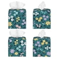 thumbnail image 2 of Lsque Floral Printed Tissue Box Cover Holder, Facial Paper Organizer Dispenser,Square with Bottom Belt, PVC Leather Decorative Organizer, 2 of 8