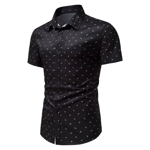 LYXSSBYX Mens Shirts Short Sleeve Clearance Men's Casual Slim Print Button Lapel Short Sleeve Shirt