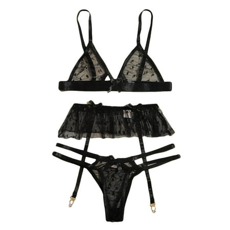 

EUHDSSDE Follure Ladies Strap Lace Crochet Cutout Teddy Lingerie Embroidery Gauze Underwear