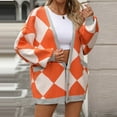 thumbnail image 2 of Kilaqueen Best Cardigans for Women Argyle Plaid Button Down V Neck Knit Cardigan Casual Soft Long Sleeve Cardigan Sweaters, 2 of 7