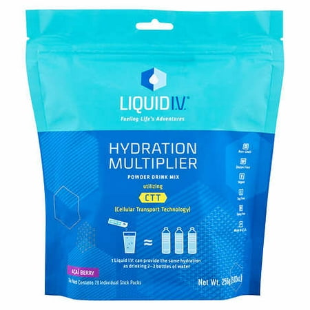 Liquid I.V. Hydration Multiplier, 28 Individual Serving Stick Packs in Resealable Pouch Acai Berry