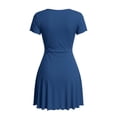 thumbnail image 4 of Lace Mini Dress Cap Sleeve Tie Front Square Neck A Line Cute Short Graduation Dresses for Women 2026 Summer, 4 of 7