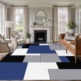 thumbnail image 3 of Navy Blue Grey Black Geometric Area Rug 5x7 FT,Non Slip Bedroom Throw Carpet,Middle Century Art Abstract Aesthetics Washable Soft Floor Carpet Non-Shedding Rug for Dining Room Bedside Classroom Desk, 3 of 9